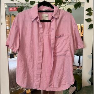 Abercrombie linen button-up short sleeve top
